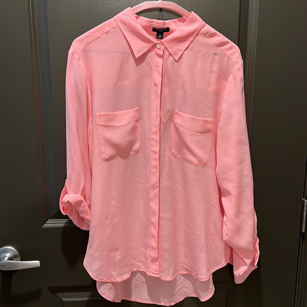 Ann Taylor Hot Pink Silk Shirt Blouse